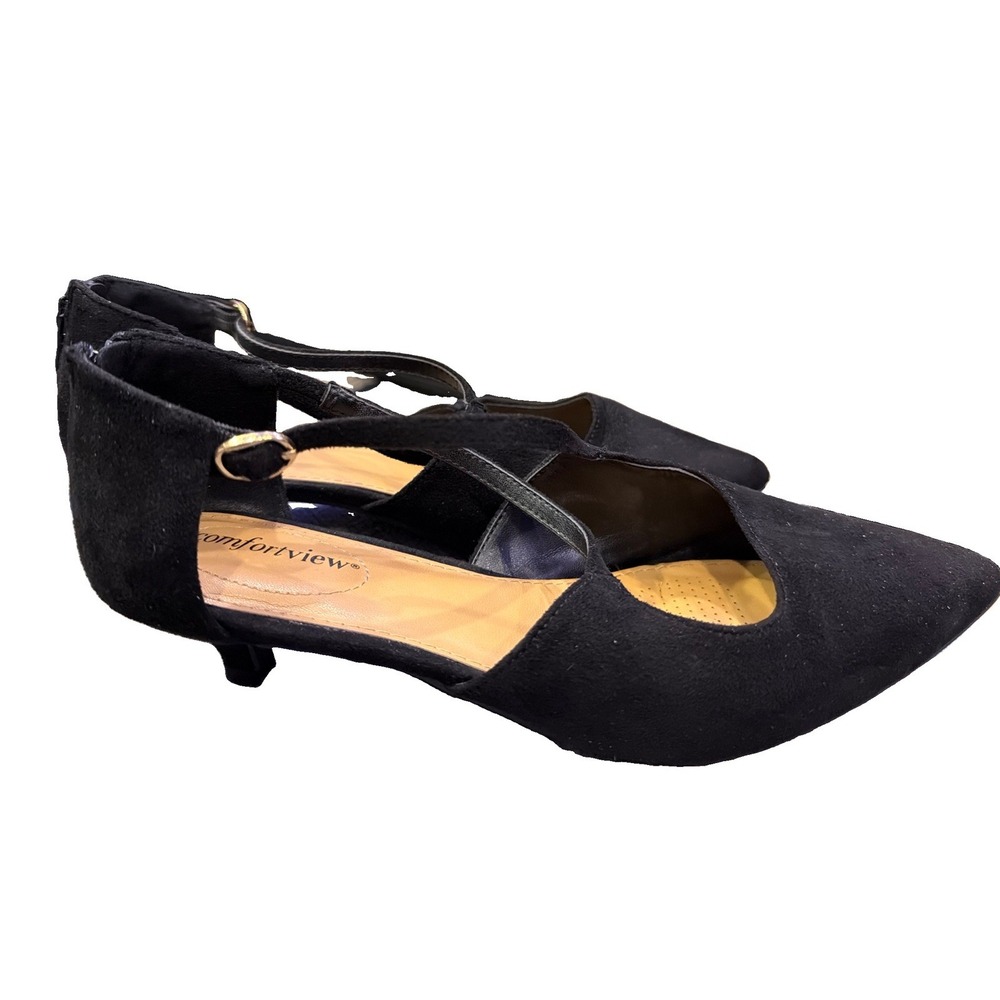 Comfortview 8W Black Suede Heels Women's The Dawn Pump - Picture 7 of 9